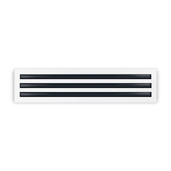 Front of 24 Inch 3 Slot Linear Air Vent Cover White - 24 Inch 3 Slot Linear Diffuser White - Texas Buildmart