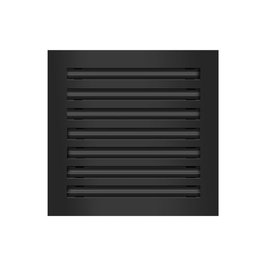 Front of 14x14 Modern Air Vent Cover Black - 14x14 Standard Linear Slot Diffuser Black - Texas Buildmart