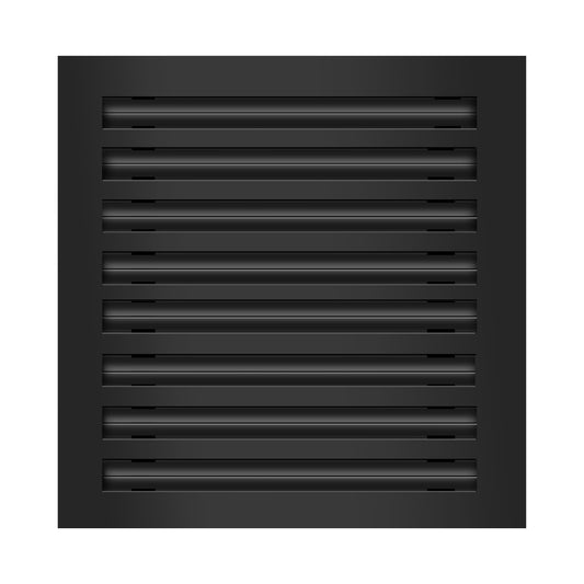 Front of 16x16 Modern Air Vent Cover Black - 16x16 Standard Linear Slot Diffuser Black - Texas Buildmart
