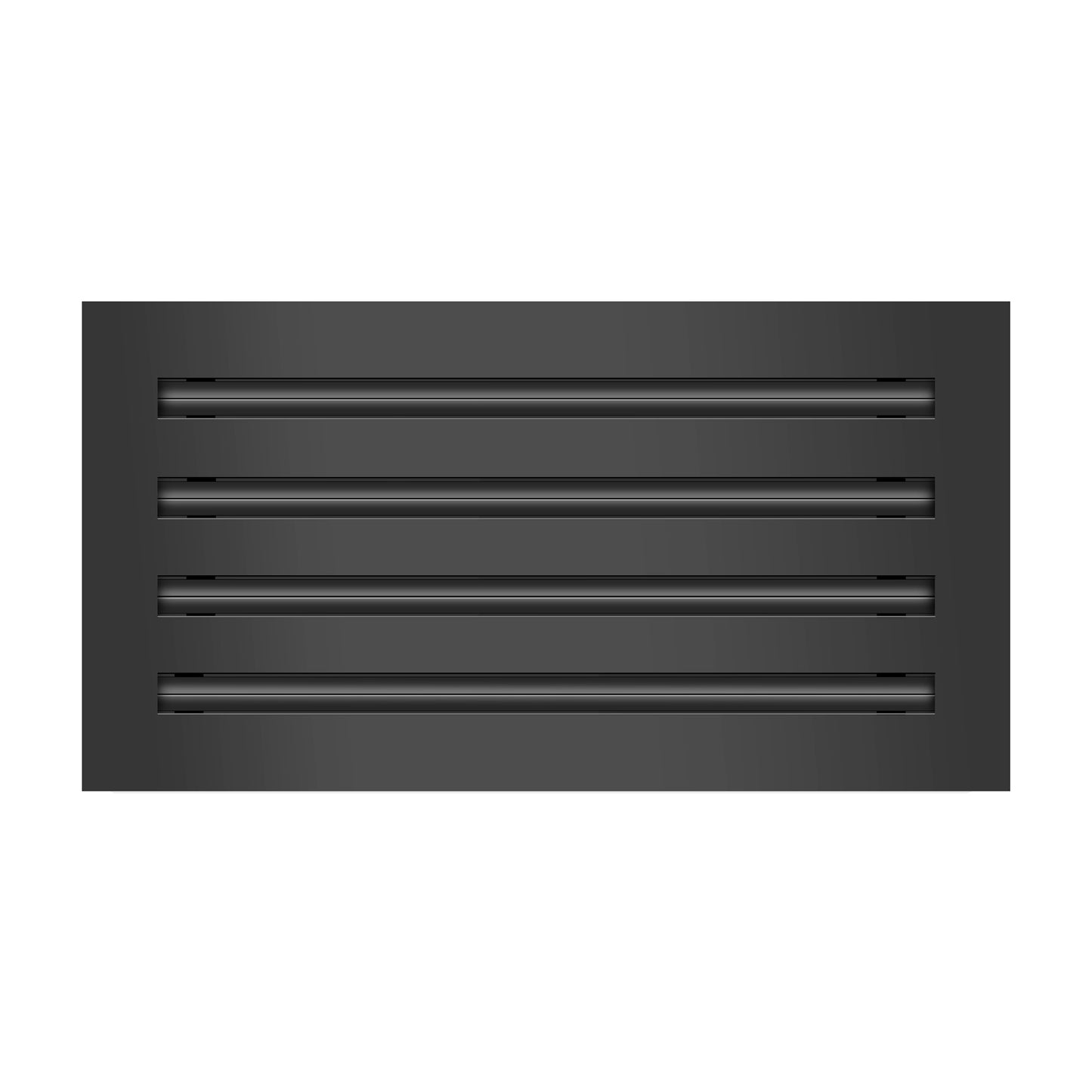 Front of 16x8 Modern Air Vent Cover Black - 16x8 Standard Linear Slot Diffuser Black - Texas Buildmart