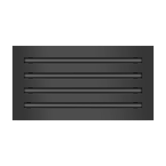 Front of 16x8 Modern Air Vent Cover Black - 16x8 Standard Linear Slot Diffuser Black - Texas Buildmart