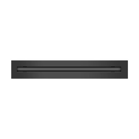 Front of 18 Inch 1 Slot Linear Air Vent Cover Black - 18 Inch 1 Slot Linear Diffuser Black - Texas Buildmart