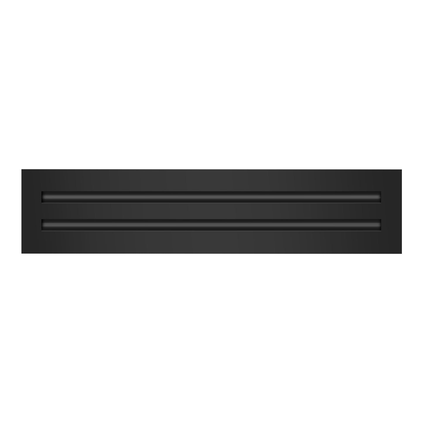 Front of 18x4 Modern Air Vent Cover Black - 18x4 Standard Linear Slot Diffuser Black - Texas Buildmart