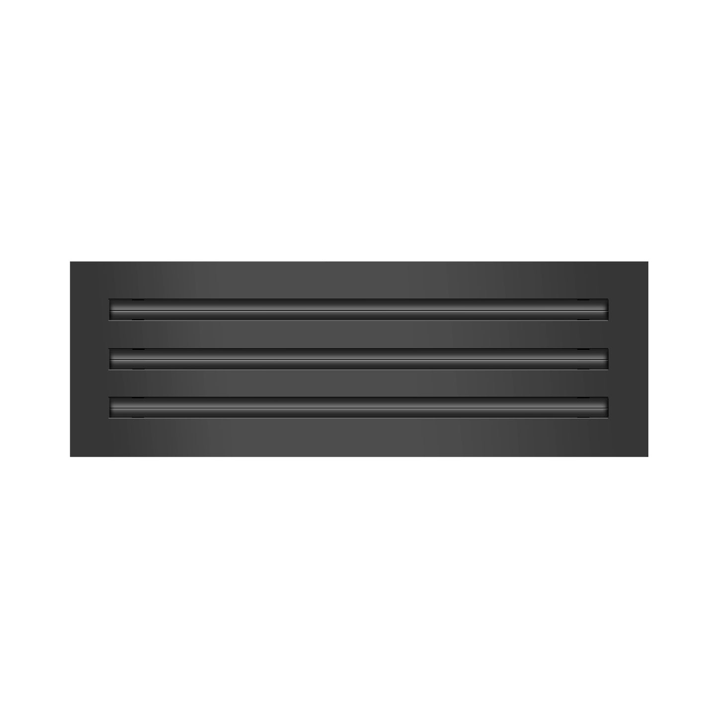 Front of 18x6 Modern Air Vent Cover Black - 18x6 Standard Linear Slot Diffuser Black - Texas Buildmart