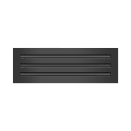 Front of 18x6 Modern Air Vent Cover Black - 18x6 Standard Linear Slot Diffuser Black - Texas Buildmart