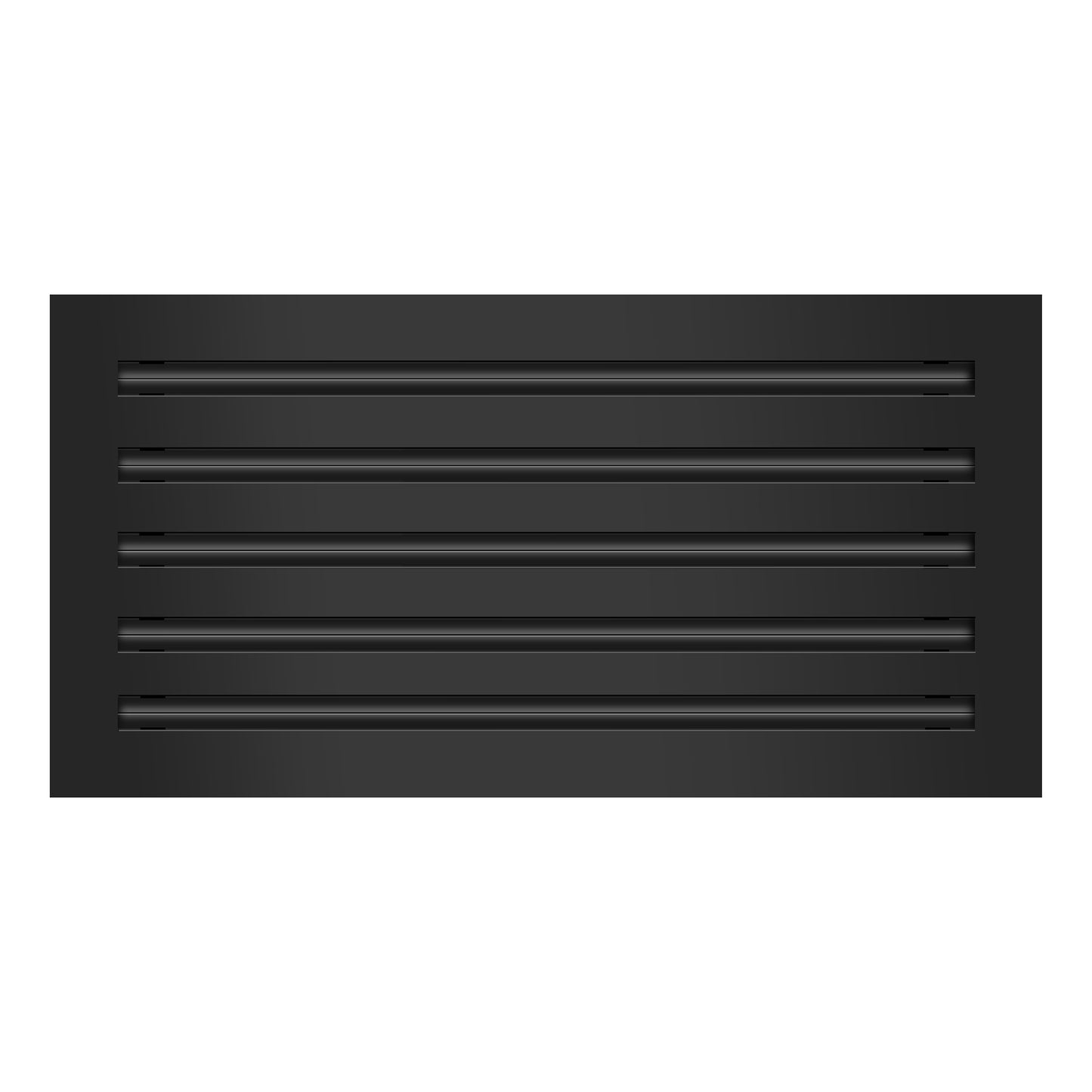 Front of 20x10 Modern Air Vent Cover Black - 20x10 Standard Linear Slot Diffuser Black - Texas Buildmart