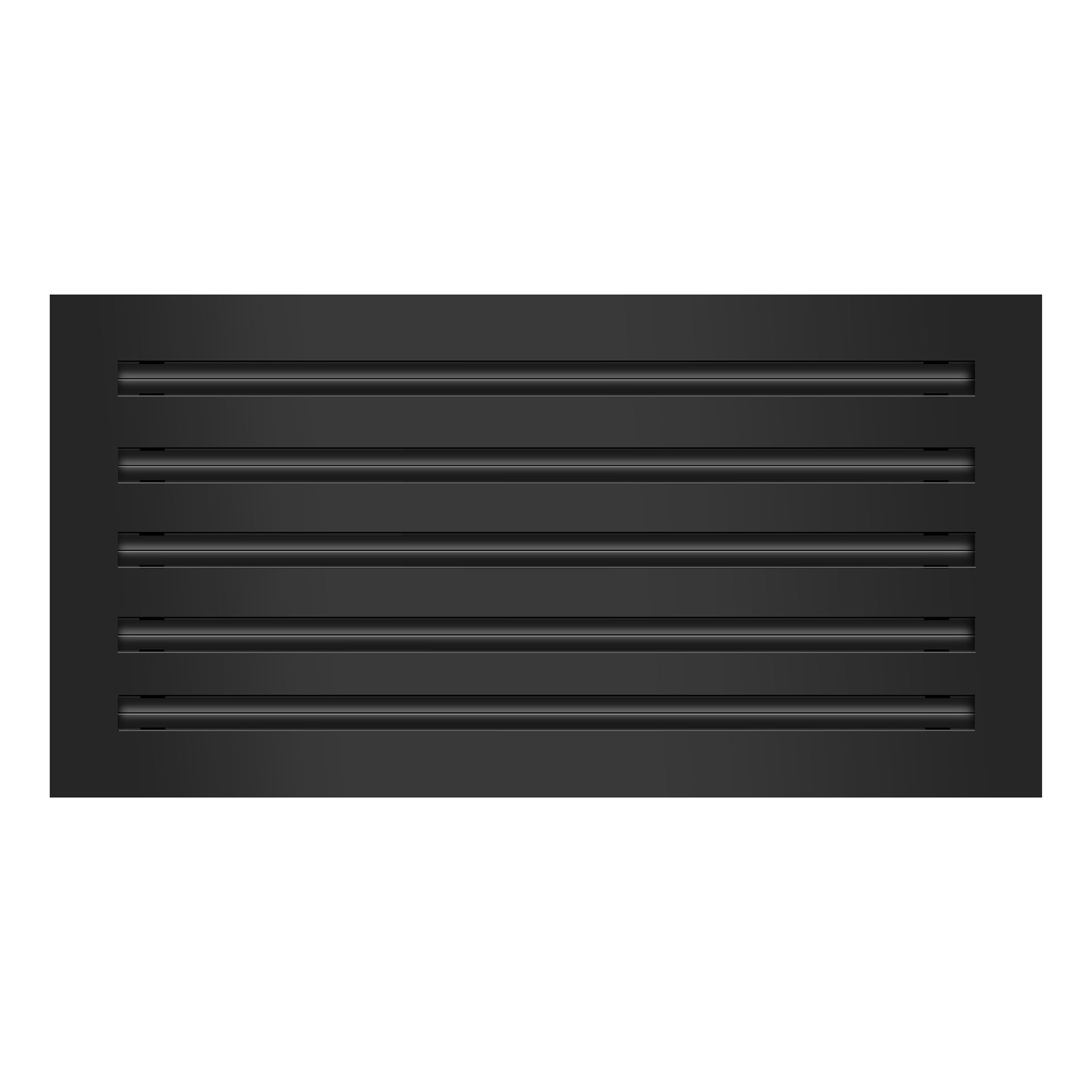Front of 20x10 Modern Air Vent Cover Black - 20x10 Standard Linear Slot Diffuser Black - Texas Buildmart