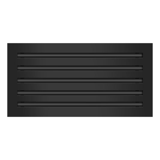 Front of 20x10 Modern Air Vent Cover Black - 20x10 Standard Linear Slot Diffuser Black - Texas Buildmart