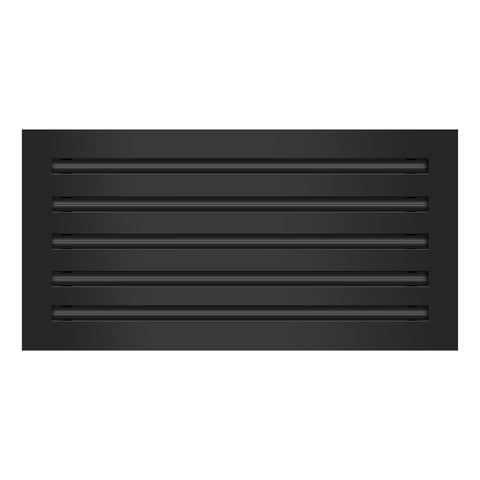 Front of 20x10 Modern Air Vent Cover Black - 20x10 Standard Linear Slot Diffuser Black - Texas Buildmart