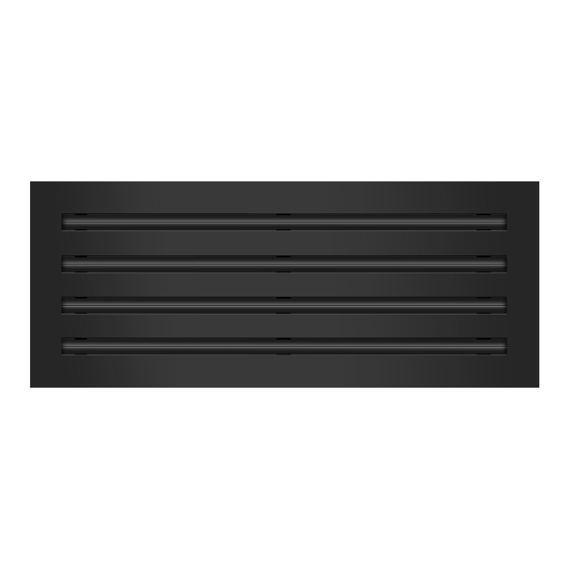 Front of 20x8 Modern Air Vent Cover Black - 20x8 Standard Linear Slot Diffuser Black - Texas Buildmart