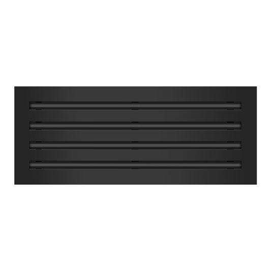 Front of 20x8 Modern Air Vent Cover Black - 20x8 Standard Linear Slot Diffuser Black - Texas Buildmart
