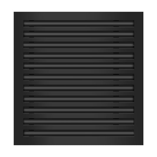 Front of 22x22 Modern Air Vent Cover Black - 22x22 Standard Linear Slot Diffuser Black - Texas Buildmart
