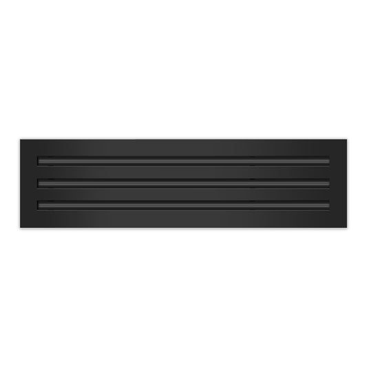 Front of 22x6 Modern Air Vent Cover Black - 22x6 Standard Linear Slot Diffuser Black - Texas Buildmart