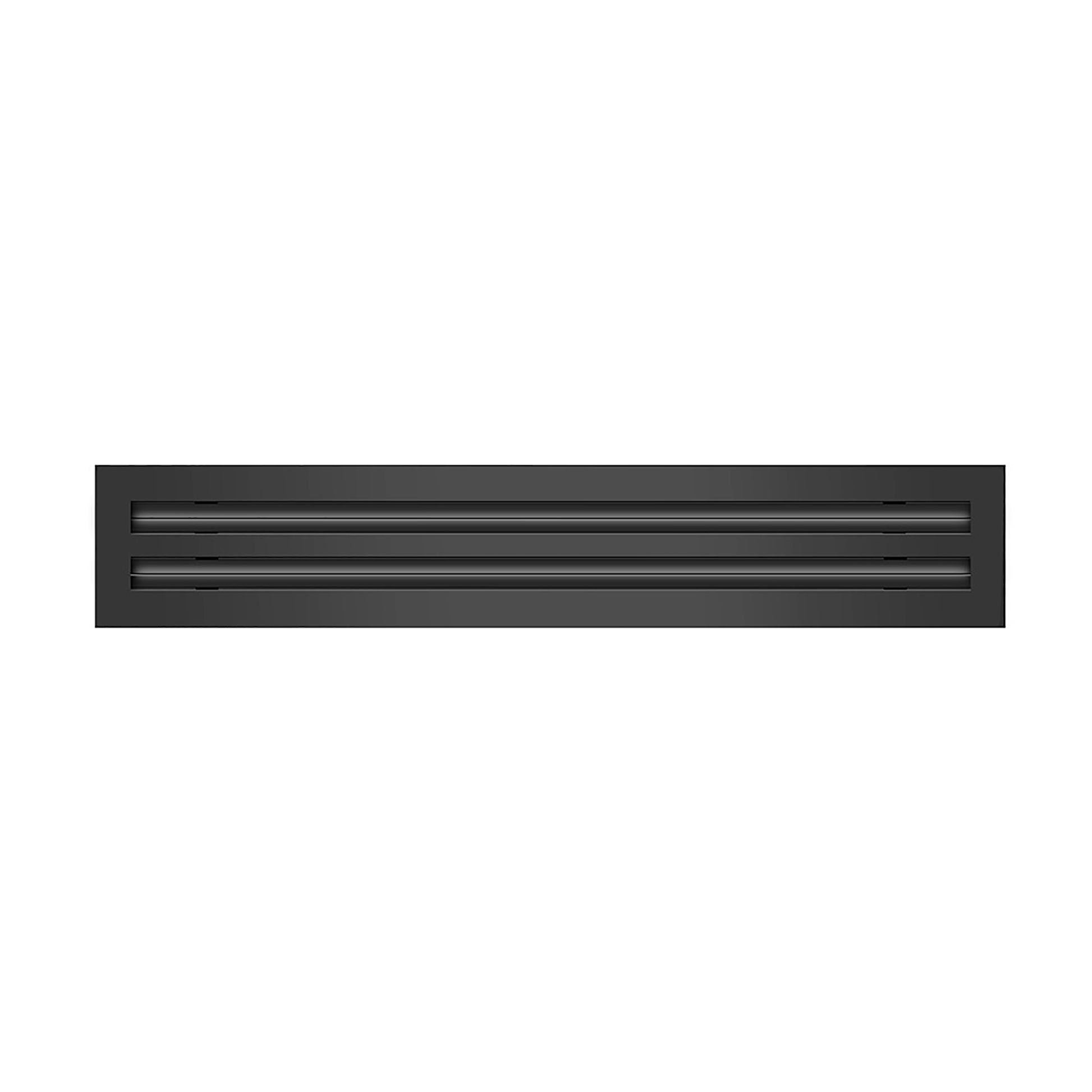 Front of 24 Inch 2 Slot Linear Air Vent Cover Black - 24 Inch 2 Slot Linear Diffuser Black - Texas Buildmart