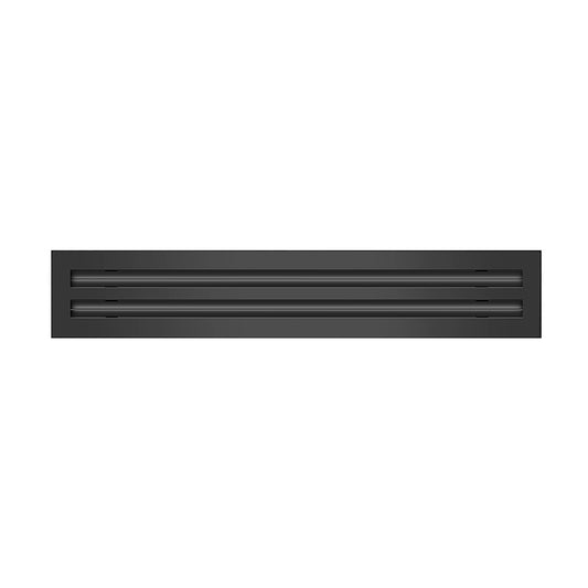 Front of 24 Inch 2 Slot Linear Air Vent Cover Black - 24 Inch 2 Slot Linear Diffuser Black - Texas Buildmart