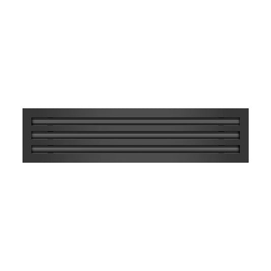 Front of 24 Inch 3 Slot Linear Air Vent Cover Black - 24 Inch 3 Slot Linear Diffuser Black - Texas Buildmart