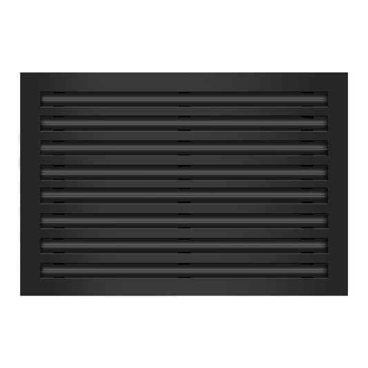Front of 24x16 Modern Air Vent Cover Black - 24x16 Standard Linear Slot Diffuser Black - Texas Buildmart