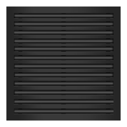 Front of 24x24 Modern Air Vent Cover Black - 24x24 Standard Linear Slot Diffuser Black - Texas Buildmart