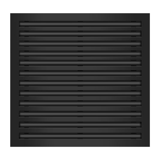 Front of 25x24 Modern Air Vent Cover Black - 25x24 Standard Linear Slot Diffuser Black - Texas Buildmart