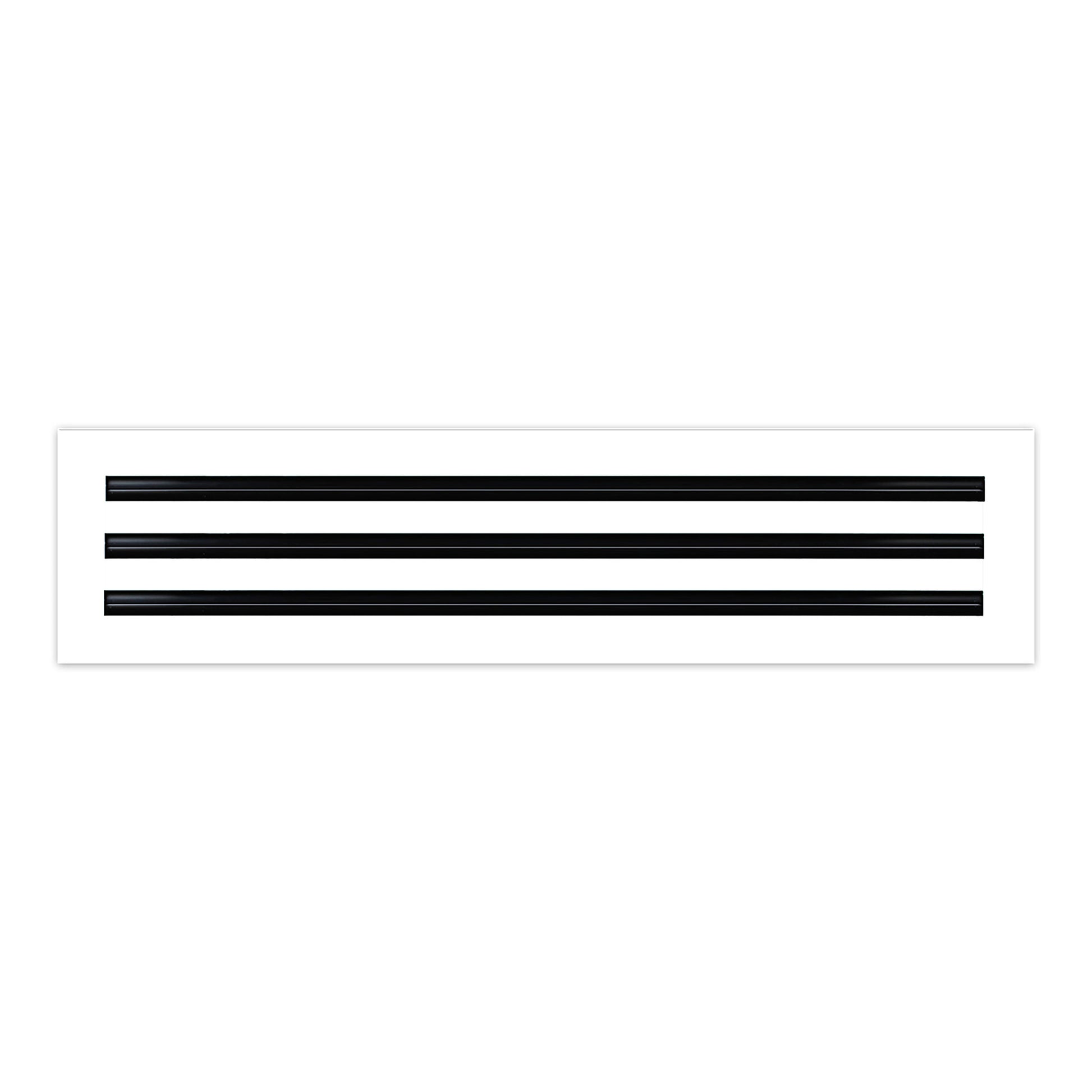 Front of 25x6 Modern Air Vent Cover White - 25x6 Standard Linear Slot Diffuser White - Texas Buildmart