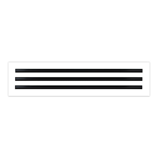 Front of 25x6 Modern Air Vent Cover White - 25x6 Standard Linear Slot Diffuser White - Texas Buildmart