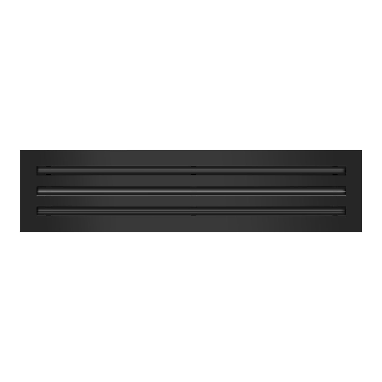 Front of 25x6 Modern Air Vent Cover Black - 25x6 Standard Linear Slot Diffuser Black - Texas Buildmart