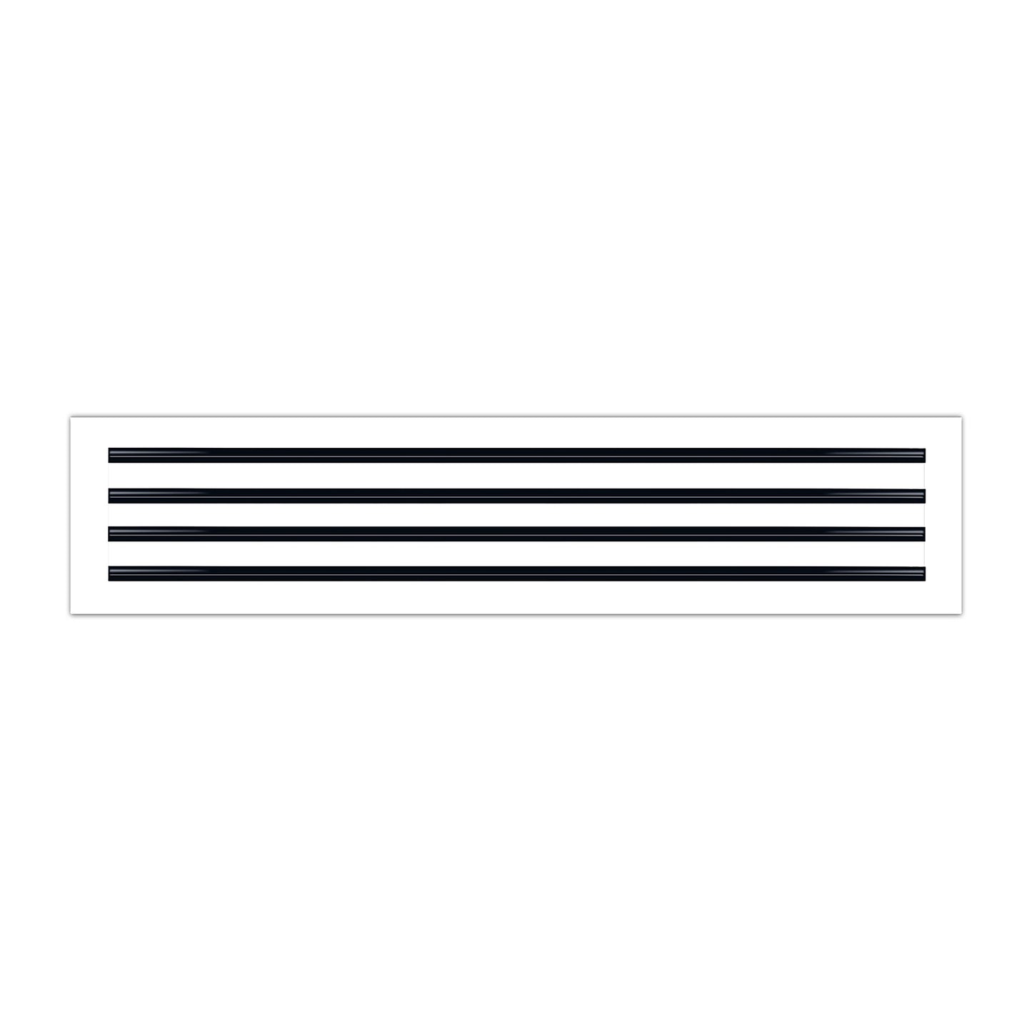 Front of 36x8 Modern Air Vent Cover White - 36x8 Standard Linear Slot Diffuser White - Texas Buildmart