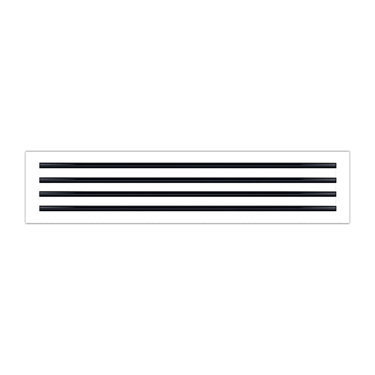 Front of 36x8 Modern Air Vent Cover White - 36x8 Standard Linear Slot Diffuser White - Texas Buildmart