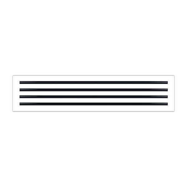 Front of 36x8 Modern Air Vent Cover White - 36x8 Standard Linear Slot Diffuser White - Texas Buildmart