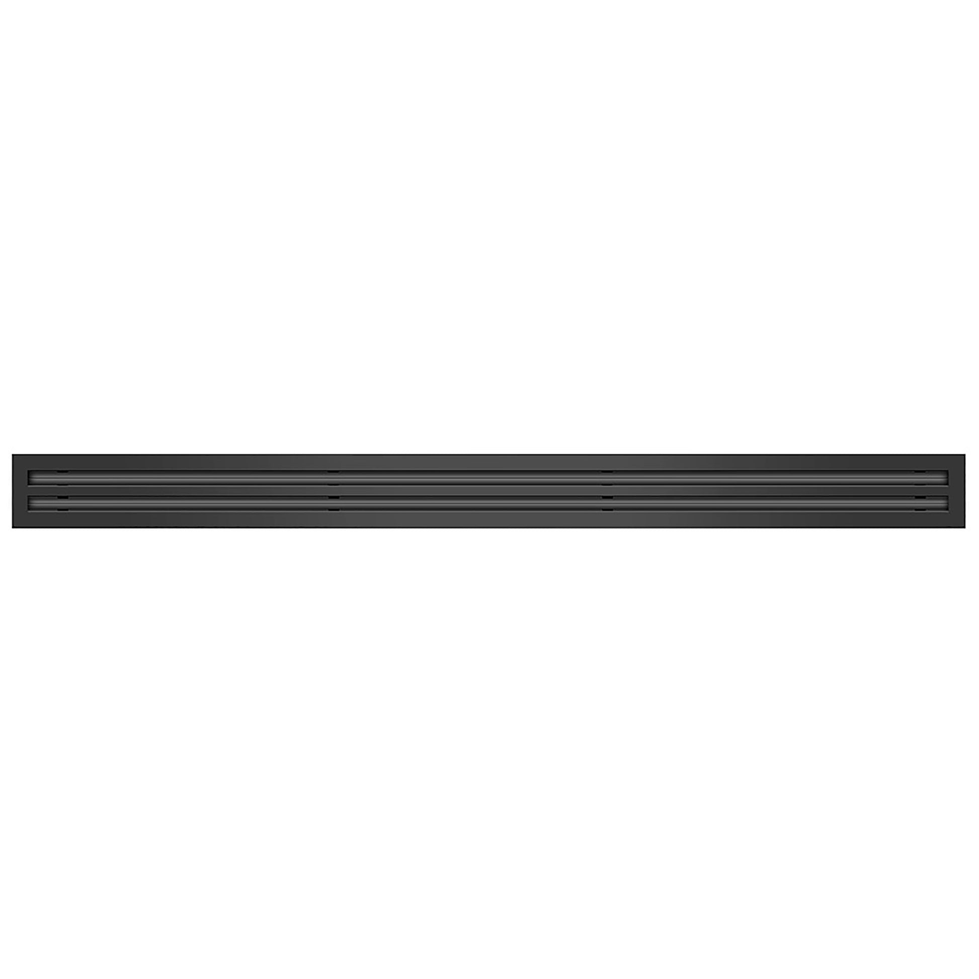 Front of 48 Inch 2 Slot Linear Air Vent Cover Black - 48 Inch 2 Slot Linear Diffuser Black - Texas Buildmart