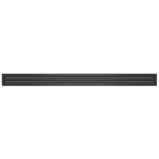 Front of 48 Inch 2 Slot Linear Air Vent Cover Black - 48 Inch 2 Slot Linear Diffuser Black - Texas Buildmart