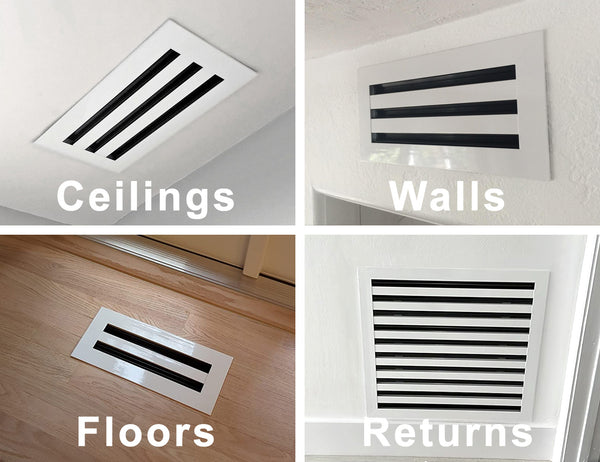 BUILDMART - 18" White Linear Slot Diffuser - 3 Slot - Triple Slot - Decorative Air Vent - Modern AC Vent Cover for Ceiling, Walls & Floors - Texas Buildmart