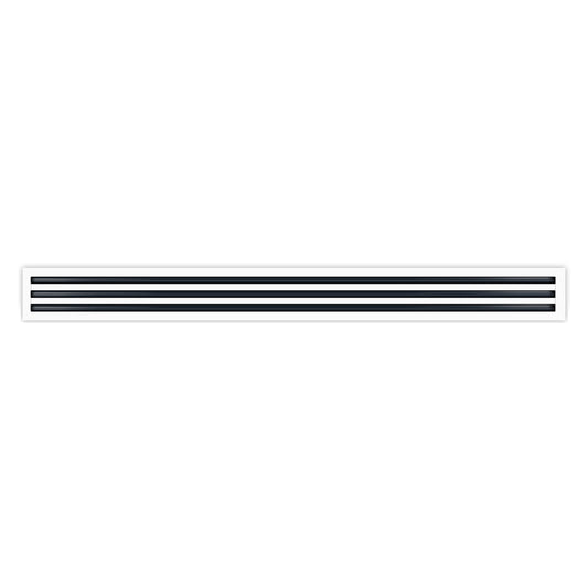 Front of 60 Inch 3 Slot Linear Air Vent Cover White - 60 Inch 3 Slot Linear Diffuser White - Texas Buildmart
