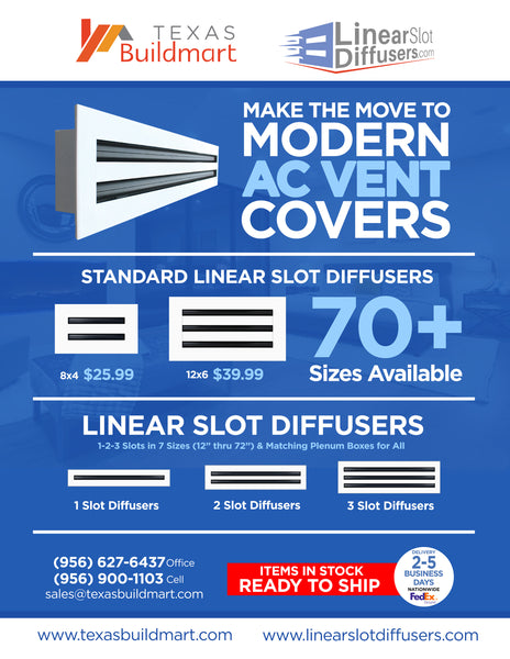 BUILDMART - 18" White Linear Slot Diffuser - 3 Slot - Triple Slot - Decorative Air Vent - Modern AC Vent Cover for Ceiling, Walls & Floors - Texas Buildmart