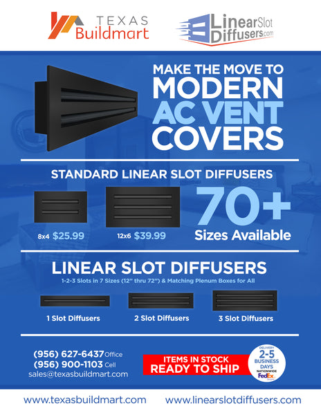 Brochure of 36x18 Modern Air Vent Cover Black - 36x18 Standard Linear Slot Diffuser Black - Texas Buildmart